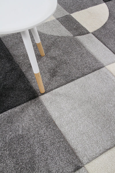 Tappeto Moderno Carve Cubism Geometrico a Blocchi - Grigio e Nero - Antiscivolo - Ideale per Soggiorno, Camera da Letto, Sala da Pranzo - CarpetLiving