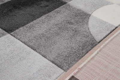 Tappeto Moderno Carve Cubism Geometrico a Blocchi - Grigio e Nero - Antiscivolo - Ideale per Soggiorno, Camera da Letto, Sala da Pranzo - CarpetLiving