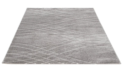 Tappeto Moderno Carve - Antiscivolo - Grigio - Ideale per Soggiorno, Camera da Letto, Sala da Pranzo - CarpetLiving