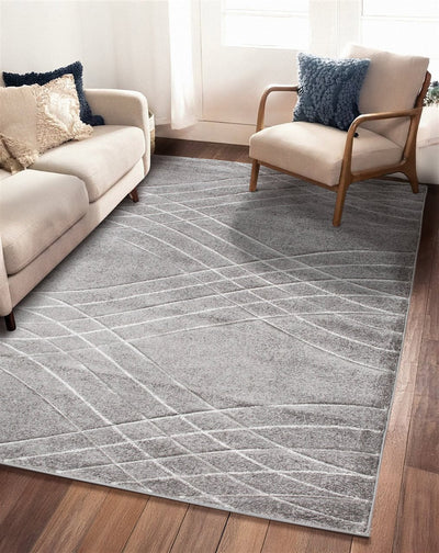 Tappeto Moderno Carve - Antiscivolo - Grigio - Ideale per Soggiorno, Camera da Letto, Sala da Pranzo - CarpetLiving