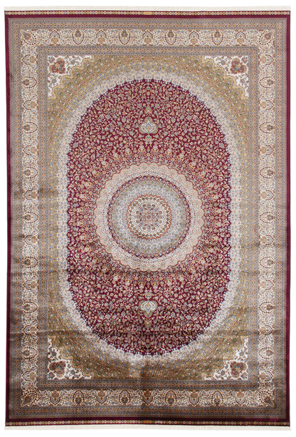 Tappeto Orientale Rosso - Qoum Shah 5 RED - Disegno Tabriz Classico - Modal/Seta