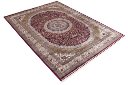 Tappeto Orientale Rosso - Qoum Shah 5 RED - Disegno Tabriz Classico - Modal/Seta