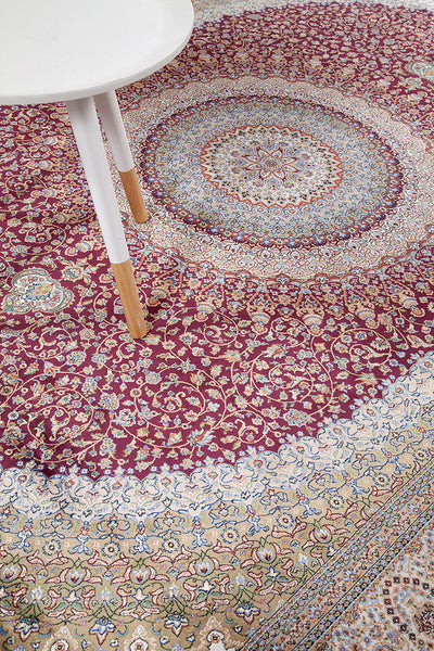 Tappeto Orientale Rosso - Qoum Shah 5 RED - Disegno Tabriz Classico - Modal/Seta - CarpetLiving