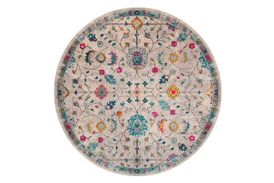 Tappeto Rotondo 200cm Ø Stile Orientale Multicolore Mamoo A - Antiscivolo - Ideale per Soggiorno e Camera da Letto - CarpetLiving