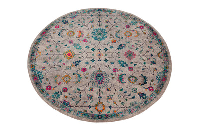 Tappeto Rotondo 200cm Ø Stile Orientale Multicolore Mamoo A - Antiscivolo - Ideale per Soggiorno e Camera da Letto - CarpetLiving