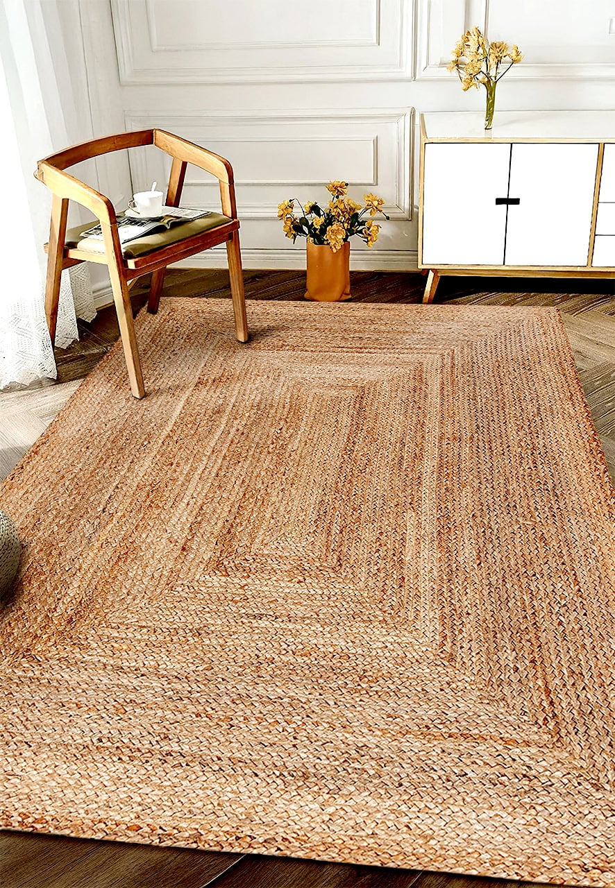 Tappeto Juta Frame - Juta Naturale - Realizzato su telaio manuale