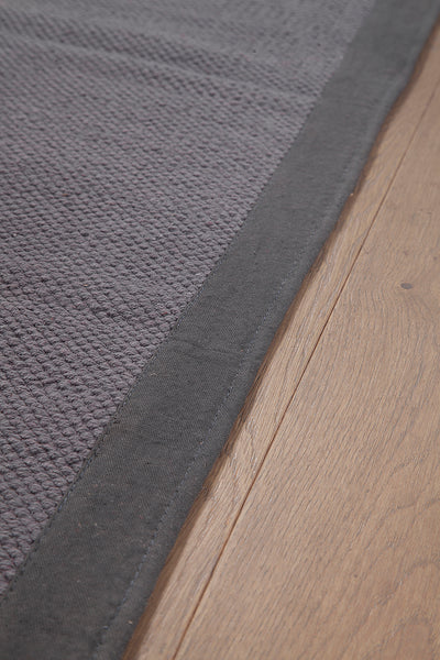 Tappeto cucina cotone lavabile Unito Dark Grey - bordo tinta unita - CarpetLiving