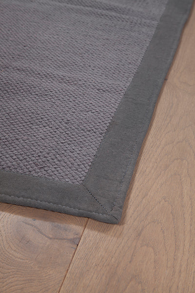 Tappeto cucina cotone lavabile Unito Dark Grey - bordo tinta unita - CarpetLiving