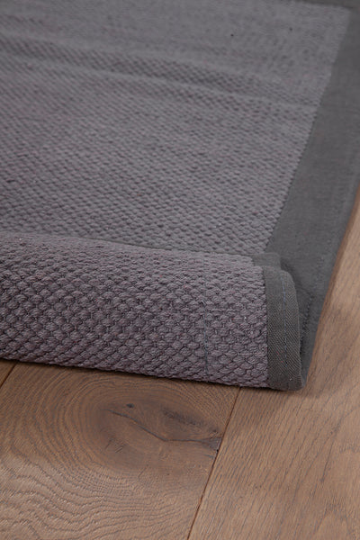 Tappeto cucina cotone lavabile Unito Dark Grey - bordo tinta unita - CarpetLiving