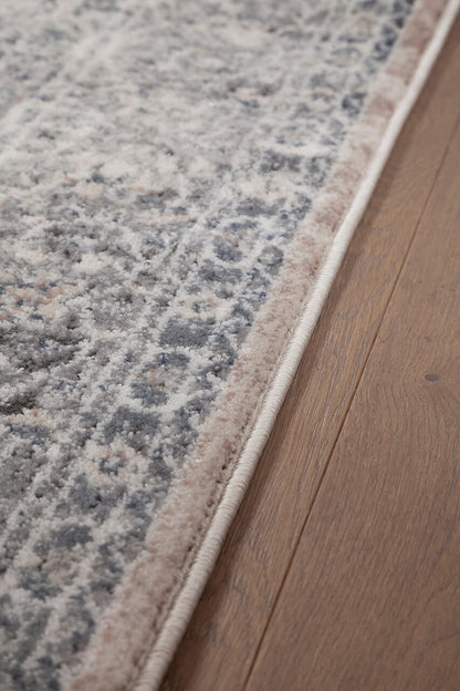 Tappeto Classico Vintage Crema Blu - Ohio D - Antiscivolo - Ideale per Soggiorno, Sala da Pranzo e Camera da letto