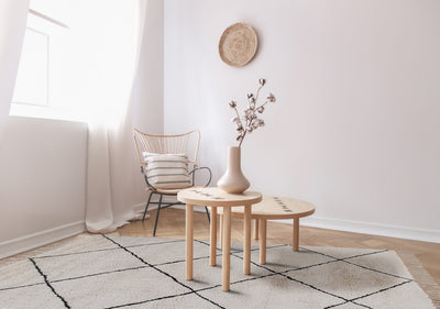 Tappeto Bianco in cotone naturale, fatto a mano in India. Lavabile in lavatrice. Stile berbero ideale per salotto e camera da letto - CarpetLiving