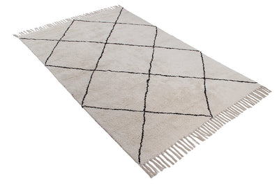 Tappeto Bianco in cotone naturale, fatto a mano in India. Lavabile in lavatrice. Stile berbero ideale per salotto e camera da letto - CarpetLiving