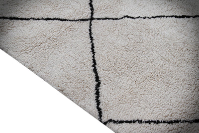 Tappeto Bianco in cotone naturale, fatto a mano in India. Lavabile in lavatrice. Stile berbero ideale per salotto e camera da letto - CarpetLiving
