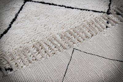 Tappeto Bianco in cotone naturale, fatto a mano in India. Lavabile in lavatrice. Stile berbero ideale per salotto e camera da letto - CarpetLiving