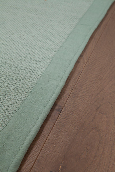 Tappeto cucina cotone lavabile Unito Green - bordo tinta unita - CarpetLiving