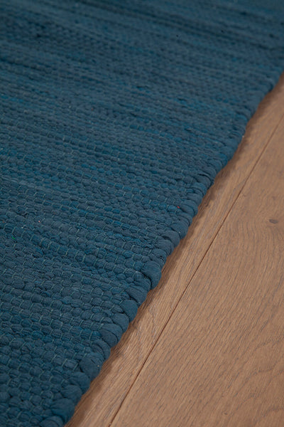 Tappeto Abano Petrolio in Cotone - Lavabile in Lavatrice - Ideale per Bagno o Cucina - CarpetLiving