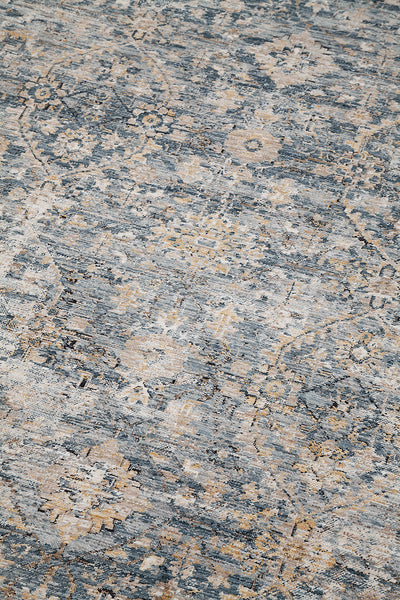Tappeto Stile Vintage - Caravan Grigio Blu - Antiscivolo - Ideale per Soggiorno, Camera da Letto - CarpetLiving