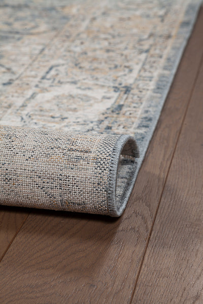 Tappeto Stile Vintage - Caravan Grigio Blu - Antiscivolo - Ideale per Soggiorno, Camera da Letto - CarpetLiving