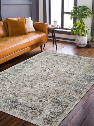 Tappeto Stile Vintage - Caravan Grigio - Antiscivolo - Ideale per Soggiorno, Camera da Letto - CarpetLiving
