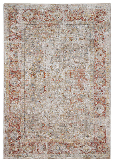 Tappeto Stile Vintage - Caravan Grigio Rust - Antiscivolo - Ideale per Soggiorno, Camera da Letto - CarpetLiving