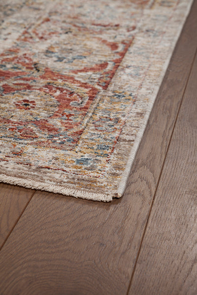 Tappeto Stile Vintage - Caravan Grigio Rust - Antiscivolo - Ideale per Soggiorno, Camera da Letto - CarpetLiving