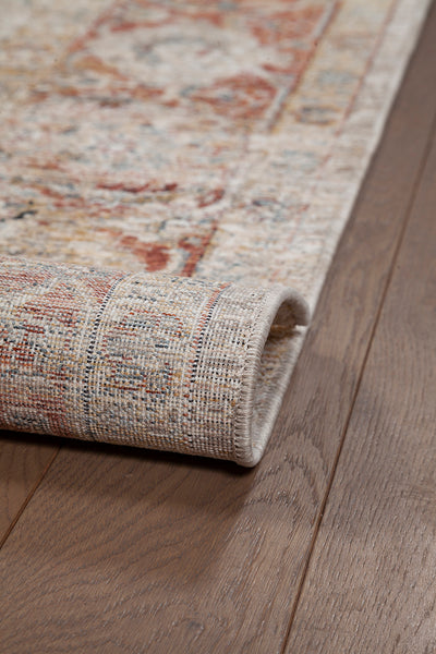 Tappeto Stile Vintage - Caravan Grigio Rust - Antiscivolo - Ideale per Soggiorno, Camera da Letto - CarpetLiving
