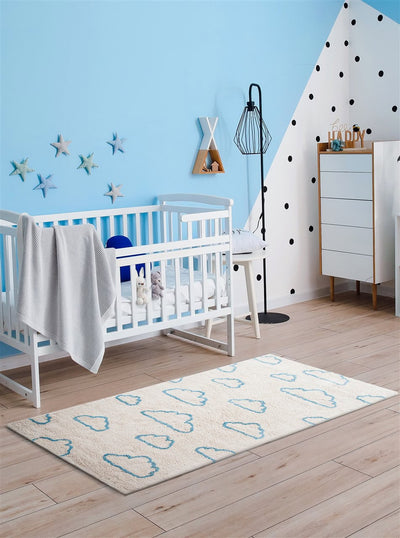 Tappeto Bianco per Bambini in Cotone Lavabile in Lavatrice - Fantasia Cotton 3 - CarpetLiving
