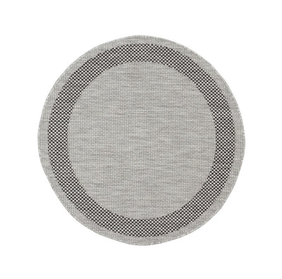 Tappeto Rotondo da Esterno - FRAME ROUND GREY BLACK - Indoor/Outdoor - Grigio Nero | Ideale per Terrazze, Balconi, Patio, Verande - CarpetLiving