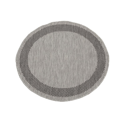 Tappeto Rotondo da Esterno - FRAME ROUND GREY BLACK - Indoor/Outdoor - Grigio Nero | Ideale per Terrazze, Balconi, Patio, Verande - CarpetLiving