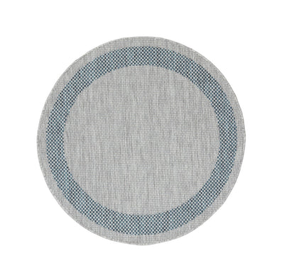 Tappeto Rotondo da Esterno - FRAME ROUND GREY BLUE - Indoor/Outdoor - Grigio Blu | Ideale per Terrazze, Balconi, Patio, Verande - CarpetLiving