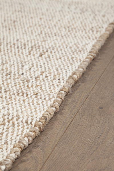 Tappeto Premium DUO WHITE in Iuta e Cotone - Realizzato a mano - CarpetLiving