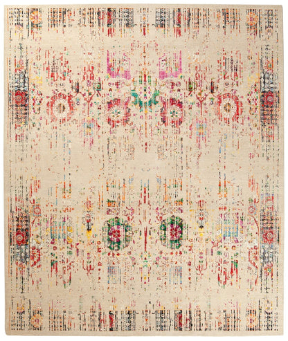 Tappeto Shalimar - Lana e Seta - Fatto a mano - Design Uzbek Artigianale Lusso - Multicolore