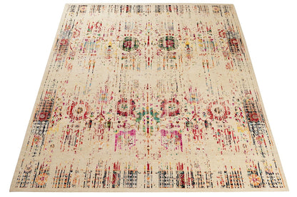 Tappeto Shalimar - Lana e Seta - Fatto a mano - Design Uzbek Artigianale Lusso - Multicolore