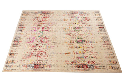 Tappeto Shalimar - Lana e Seta - Fatto a mano - Design Uzbek Artigianale Lusso - Multicolore