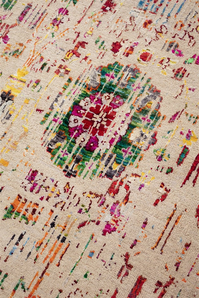 Tappeto Shalimar - Lana e Seta - Fatto a mano - Design Uzbek Artigianale Lusso - Multicolore - CarpetLiving