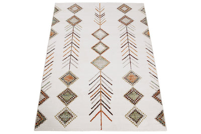 Tappeto Bianco Tribale Amira 6 - Antiscivolo - Ideale per Soggiorno e Camera da Letto - CarpetLiving