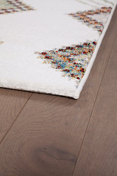 Tappeto Bianco Tribale Amira 6 - Antiscivolo - Ideale per Soggiorno e Camera da Letto - CarpetLiving
