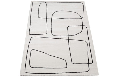 Tappeto Contemporaneo Atelier B Avorio - Design Moderno Geometrico - Antiscivolo - Ideale per Soggiorno e Camera da Letto - CarpetLiving
