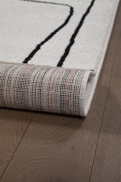 Tappeto Contemporaneo Atelier B Avorio - Design Moderno Geometrico - Antiscivolo - Ideale per Soggiorno e Camera da Letto - CarpetLiving