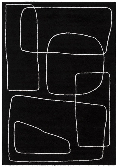 Tappeto Contemporaneo Atelier B Nero - Design Moderno Geometrico - Antiscivolo - Ideale per Soggiorno e Camera da Letto - CarpetLiving