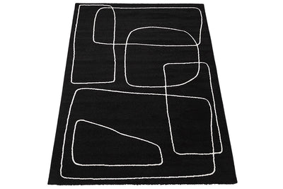Tappeto Contemporaneo Atelier B Nero - Design Moderno Geometrico - Antiscivolo - Ideale per Soggiorno e Camera da Letto - CarpetLiving