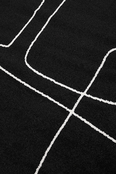 Tappeto Contemporaneo Atelier B Nero - Design Moderno Geometrico - Antiscivolo - Ideale per Soggiorno e Camera da Letto - CarpetLiving