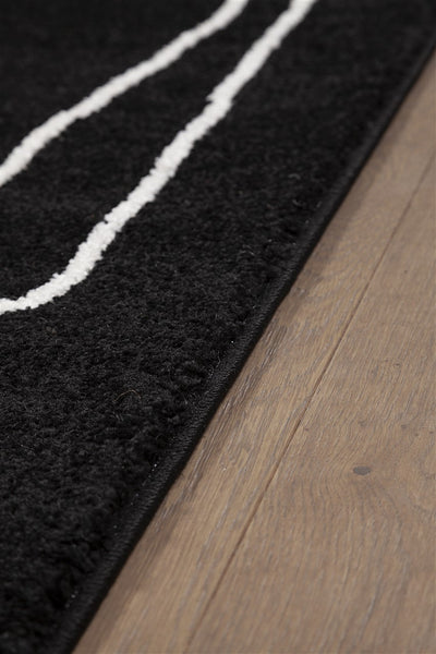 Tappeto Contemporaneo Atelier B Nero - Design Moderno Geometrico - Antiscivolo - Ideale per Soggiorno e Camera da Letto - CarpetLiving