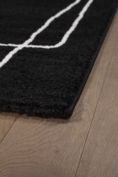 Tappeto Contemporaneo Atelier B Nero - Design Moderno Geometrico - Antiscivolo - Ideale per Soggiorno e Camera da Letto - CarpetLiving