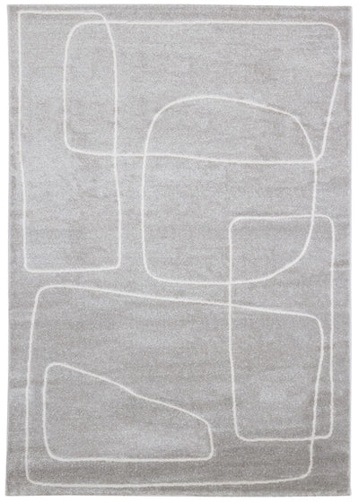 Tappeto Contemporaneo Atelier B Grigio Bianco - Design Moderno Geometrico - Antiscivolo - Ideale per Soggiorno e Camera da Letto - CarpetLiving