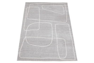 Tappeto Contemporaneo Atelier B Grigio Bianco - Design Moderno Geometrico - Antiscivolo - Ideale per Soggiorno e Camera da Letto - CarpetLiving