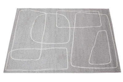 Tappeto Contemporaneo Atelier B Grigio Bianco - Design Moderno Geometrico - Antiscivolo - Ideale per Soggiorno e Camera da Letto - CarpetLiving