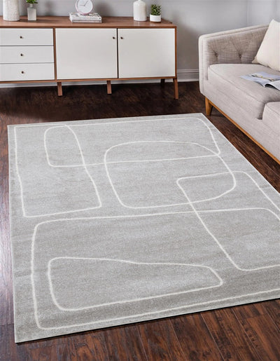 Tappeto Contemporaneo Atelier B Grigio Bianco - Design Moderno Geometrico - Antiscivolo - Ideale per Soggiorno e Camera da Letto - CarpetLiving