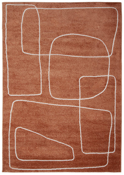 Tappeto Contemporaneo Atelier B Rust Bianco - Design Moderno Geometrico - Antiscivolo - Ideale per Soggiorno e Camera da Letto - CarpetLiving