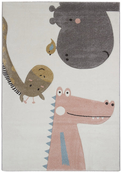 Tappeto per Bambini Bianco con Animali Colorati - Premium Jungle - Tappeto sicuro e certificato. - CarpetLiving